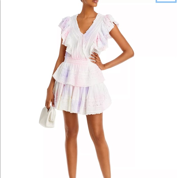 LoveShackFancy Gwen Ruffled Sleeve Tie Dye Mini Dress $395 - Picture 6 of 10